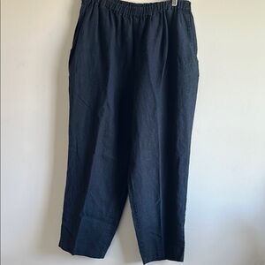 FLAX Black Linen Pants, size L